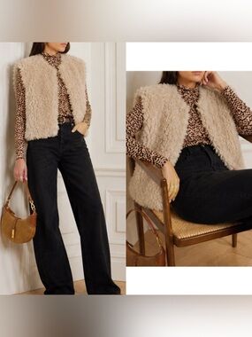 VINTAGE Curly Mongolian Fur double sided vest with pockets